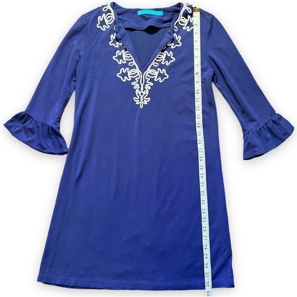 Tori Richards Periwinkle Blue Embroidered Shift Dress sz S - Picture 7 of 11